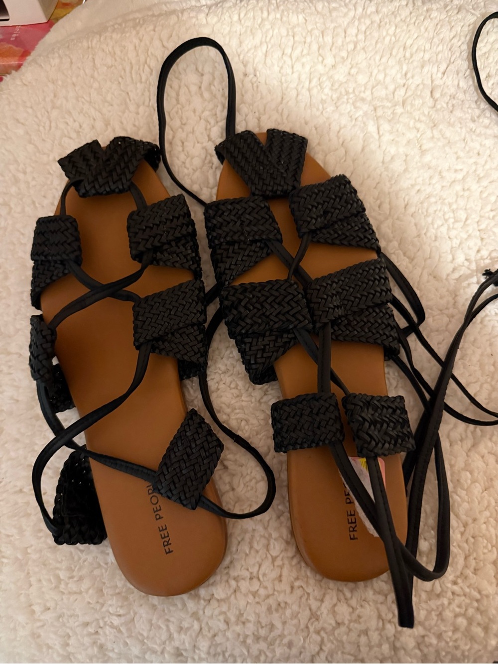 Free People Black Braided Lace-Up Gladiator Sandals